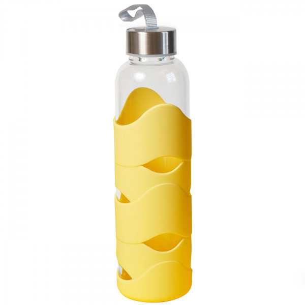 Trinkflasche Silikon gelb 500ml Glas