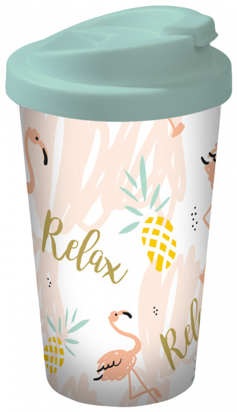 Coffee to go Becher Flamingo Relax 400ml