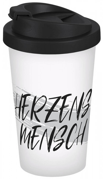 Coffee to go mug Herzensmensch Brush 400 ml PP