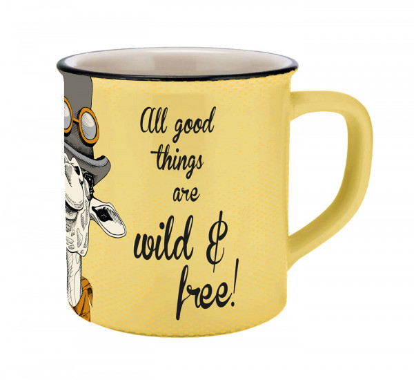 Mug Vintage Giraffe enamel look 400 ml