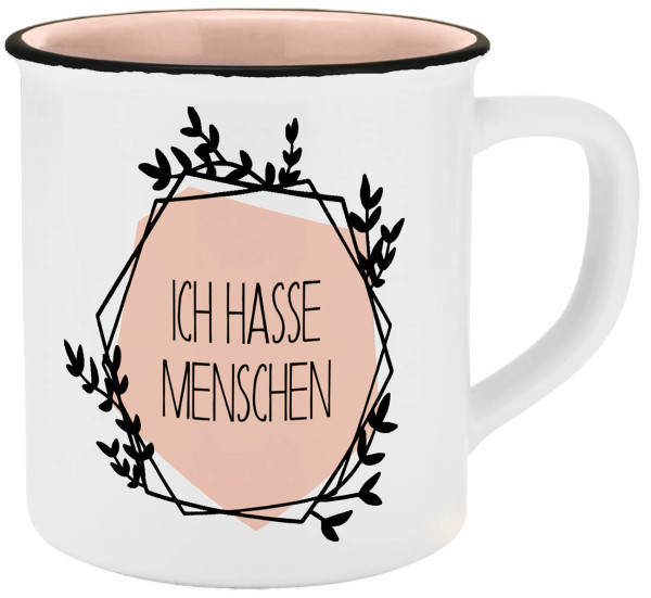 Tasse Ich hasse Menschen Emaille-Optik 400ml