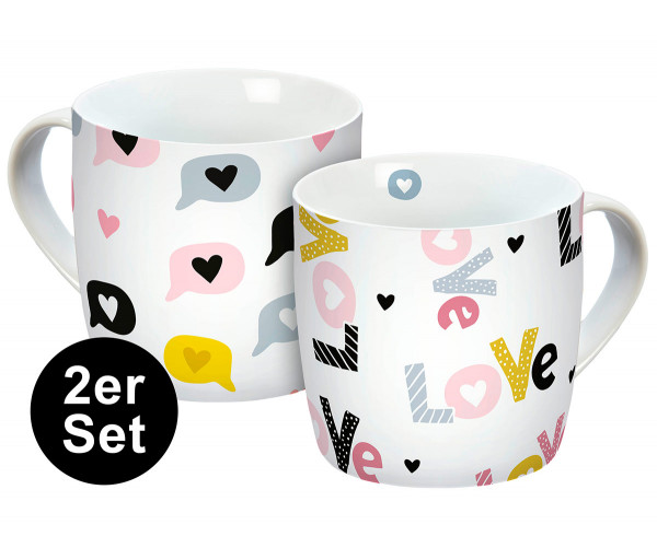Mug Love Pattern 250ml Set of 2