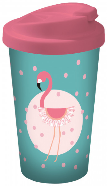Coffee to go Becher Flamingo Türkis+Punkte 400ml